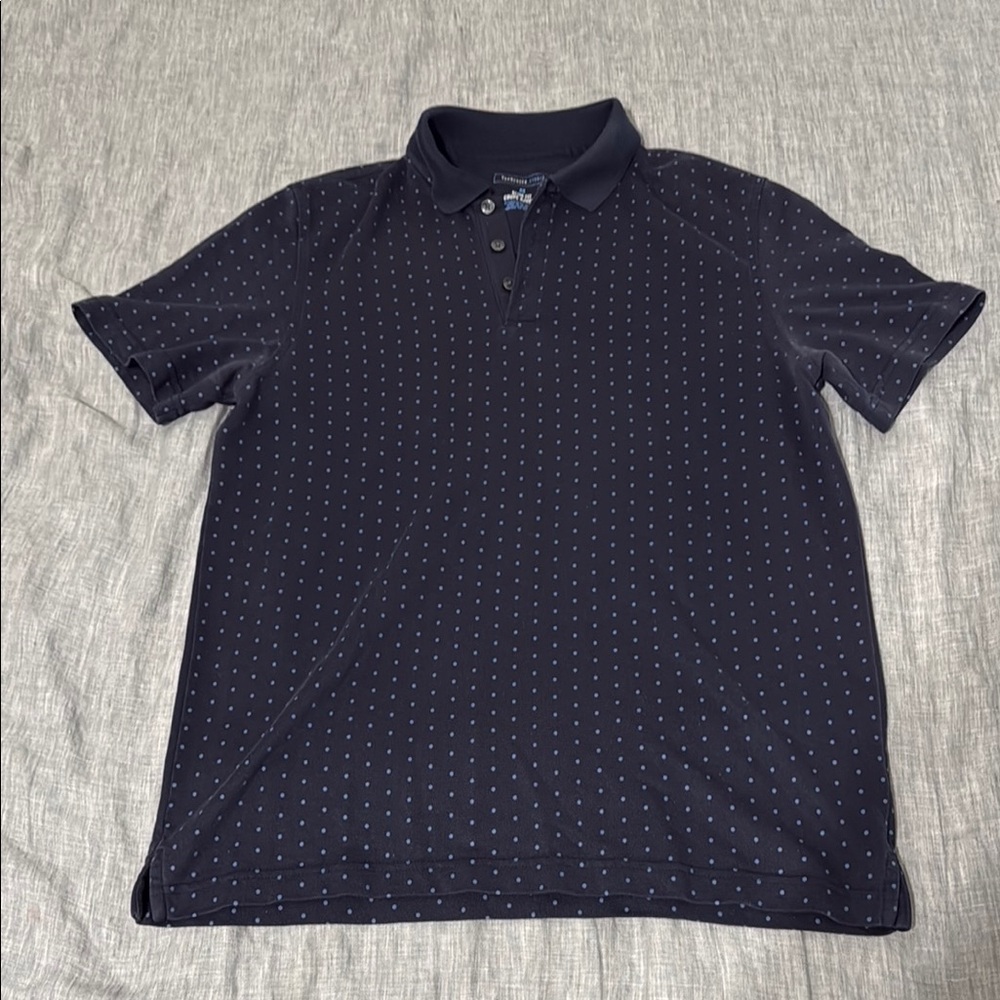 Van Heusen Black and Blue Polo Shirt with Geometric Pattern